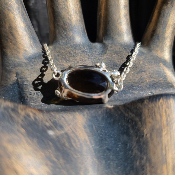 18k large Cognac quartz crome Diopside & citrine Sterling bracelet - Picture 6 of 7